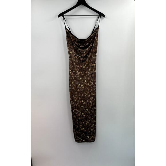 Y2K Bodycon Midi Floral Antique Colored Dress Size Small - Picture 1 of 8